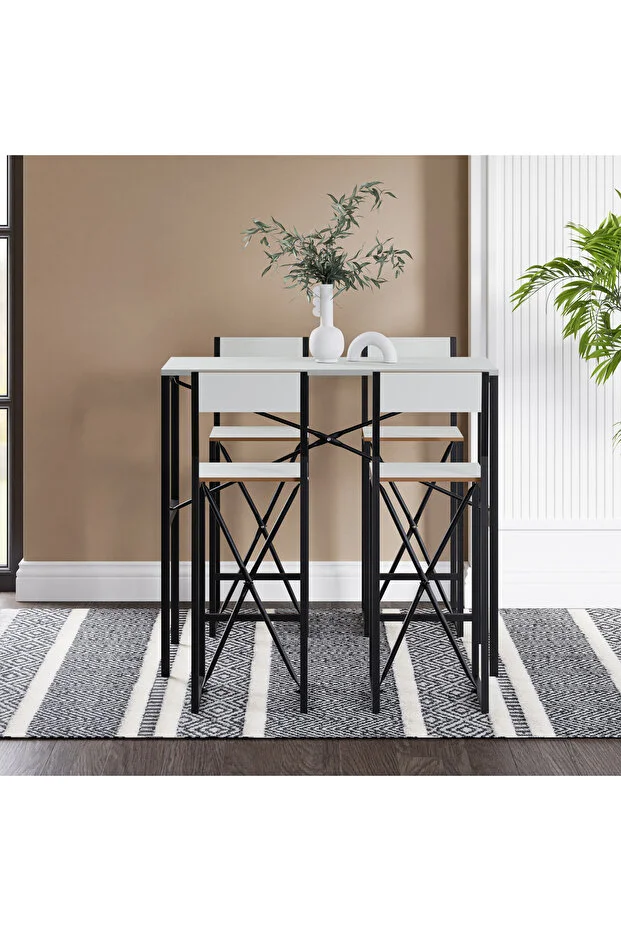 4 Kişilik Bar Masa Bar Sandalye Yemek Masa Sandalye Takımı